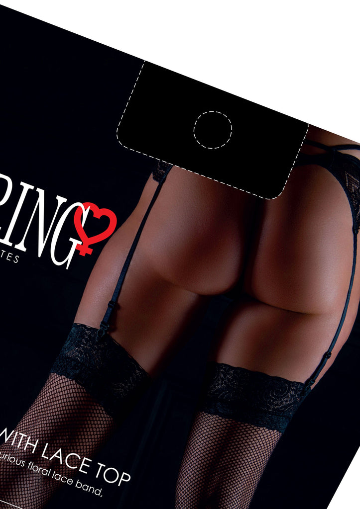 Daring net stockings with lace top