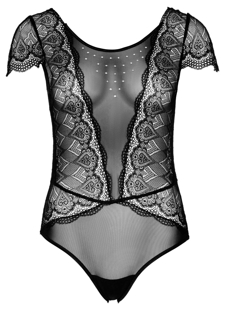Daring floral lace and mesh teddy