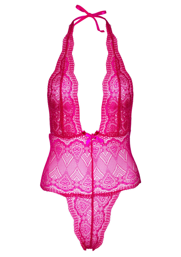 Daring heart lace teddy