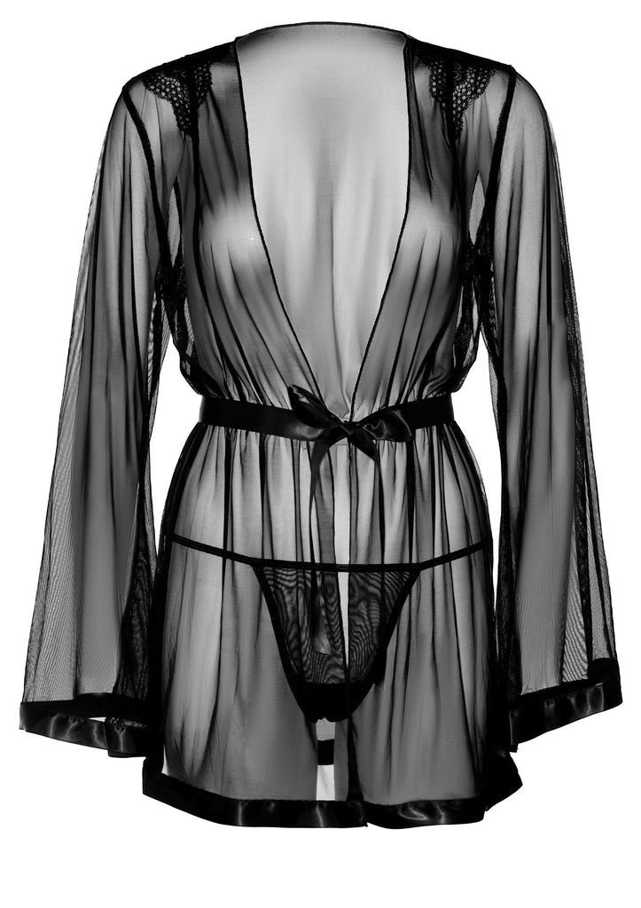 Daring sheer kimono and string