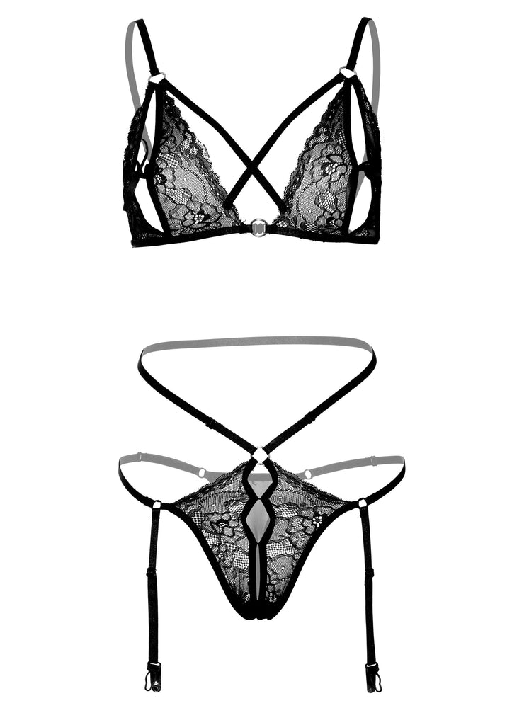 Daring 2pc peek a boo bra and panty