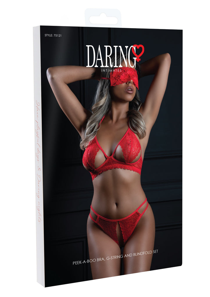 Daring 3pc bra panty and blindfold