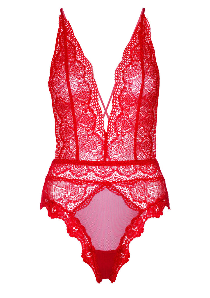 Daring deep v lace teddy 1