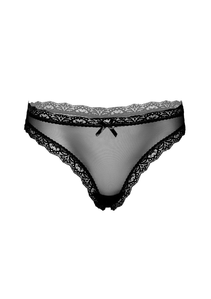 Daring mesh thong with ruched back